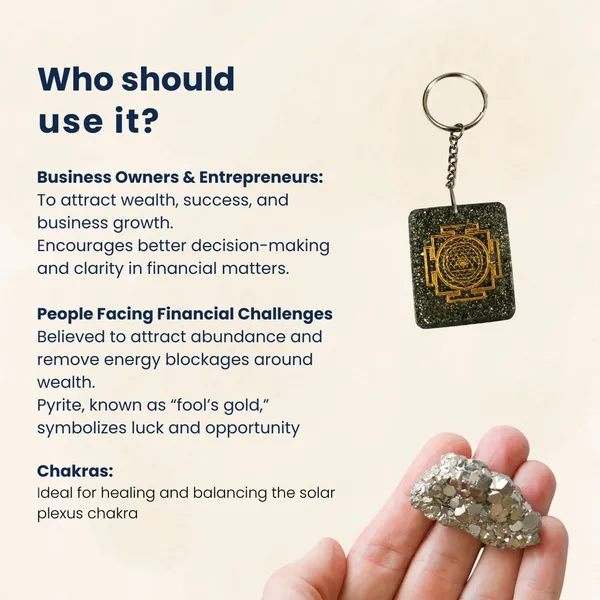 Pyrite_Wealth_Magnet_Keychain_Shree_Yantra