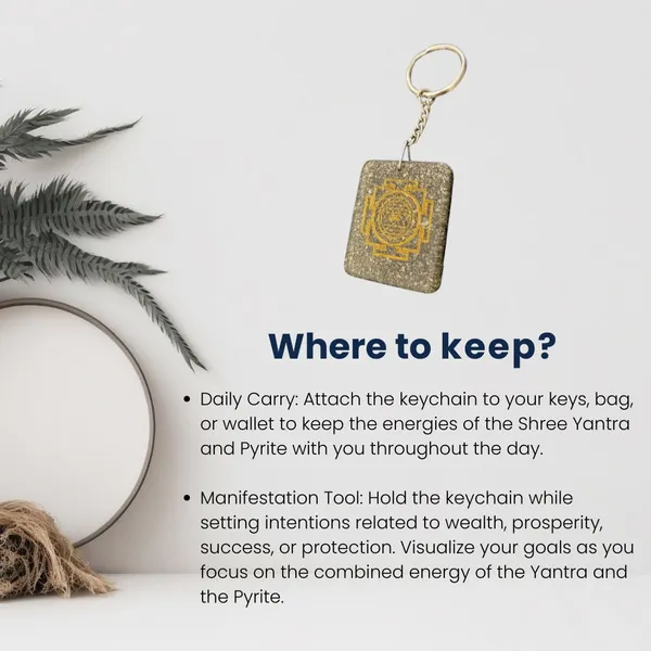 Pyrite_Wealth_Magnet_Keychain_Shree_Yantra