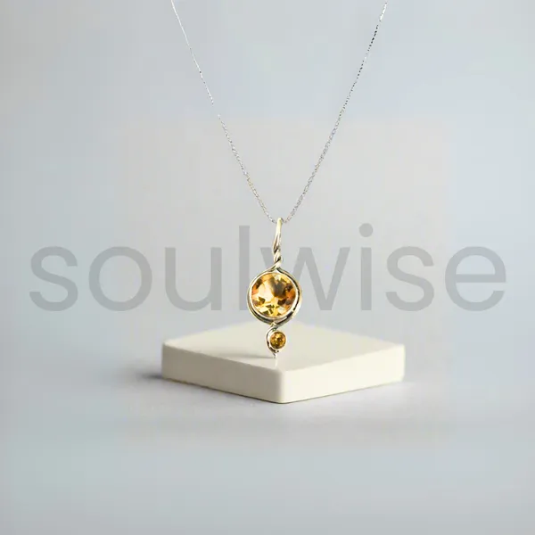 925_Silver_Round_Citrine_Pendant_Certified_Natural_Gemstone_Necklace_For_Wealth_Success_Positive_Energy
