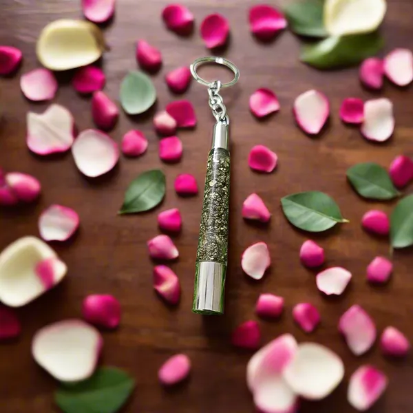 Pyrite_Druzy_Ethnic_Pipe_Keychain_5_5_Handcrafted_Tribal_Jewelry_With_Natural_Pyrite_Crystal_Unique_Boho_Gift_For_Protection_Style_Energy_Grounding