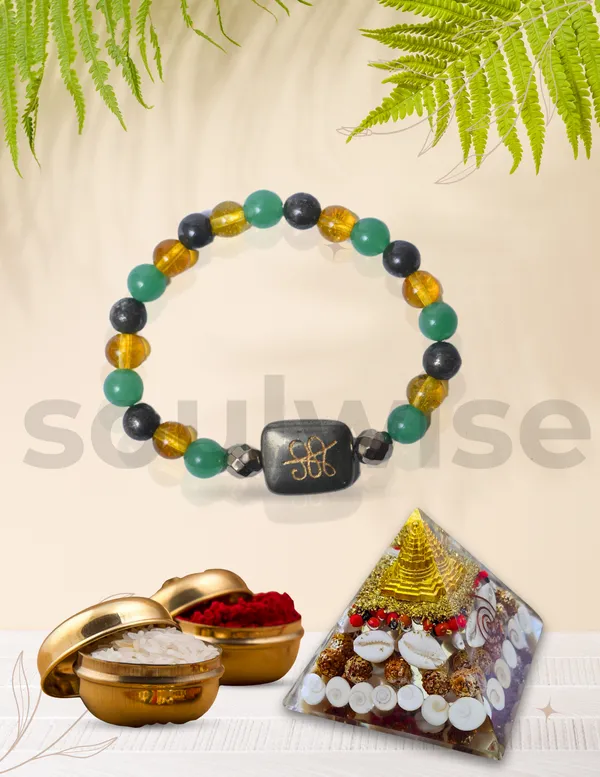 Deepwali_Gift_Combo_For_Brother_Zibu_Wealth_Bracelet_With_Certified_Pyrite_Green_Aventurine_Citrine_Crystals_8Mm_Laxmi_Pyramid_Combo