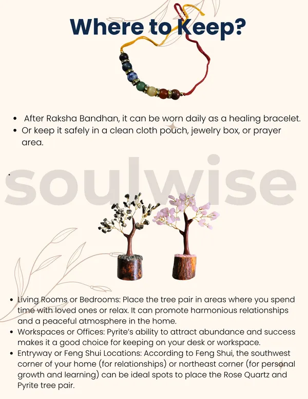 Soulwise_Rakhi_Gift_For_Brother_Rose_Quartz_Pyrite_Crystal_Tree_Set_With_Wooden_Base_6_Designer_7_Chakra_Healing_Stone_Rakhi_Raksha_Bandhan_Special_Combo_Gift
