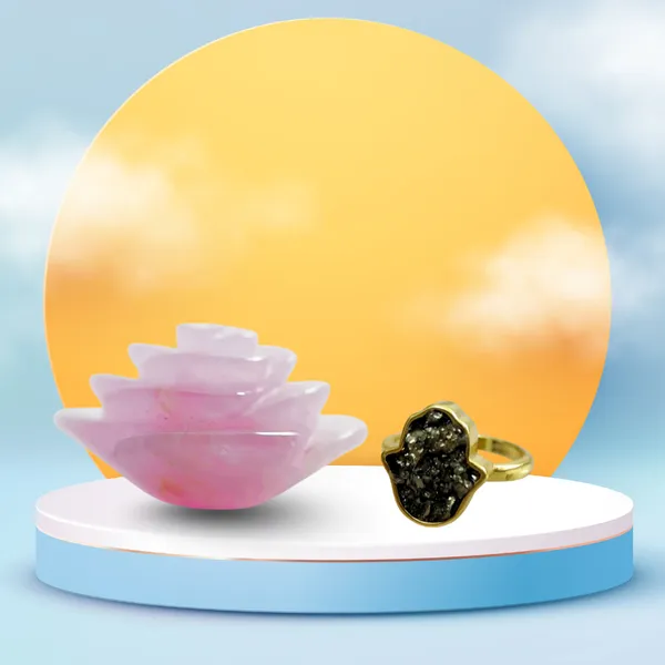 Rose_Quartz_Crystal_Flower_Pyrite_Hamsa_Ring_Protective_Jewelry_Healing_Decor_Duo