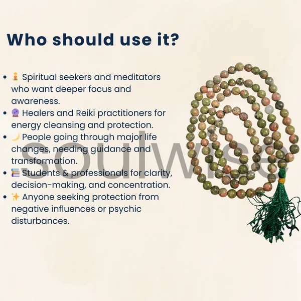 Soulwise_Natural_Unakite_Jaap_Mala_108_1_Beads_8Mm_Healing_Prayer_Beads_For_Meditation_Mantra_Chanting_Emotional_Balance_Chakra_Healing