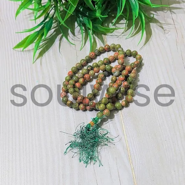 Soulwise_Natural_Unakite_Jaap_Mala_108_1_Beads_8Mm_Healing_Prayer_Beads_For_Meditation_Mantra_Chanting_Emotional_Balance_Chakra_Healing