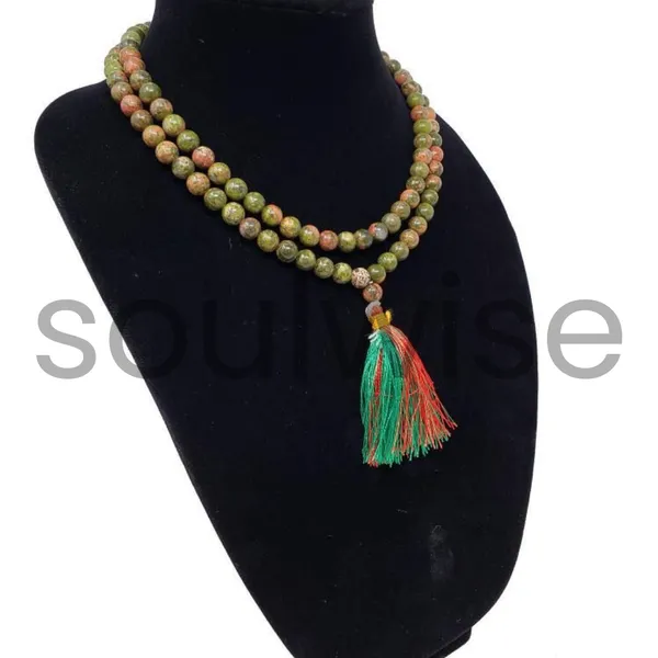 Soulwise_Natural_Unakite_Jaap_Mala_108_1_Beads_8Mm_Healing_Prayer_Beads_For_Meditation_Mantra_Chanting_Emotional_Balance_Chakra_Healing