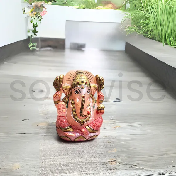 Soulwise_Rose_Quartz_Ganesha_Statue_Figurine_12Cm_Hand_Painted_Stone_Idol_600_Gram_Symbol_Of_Unconditional_Love_Wealth