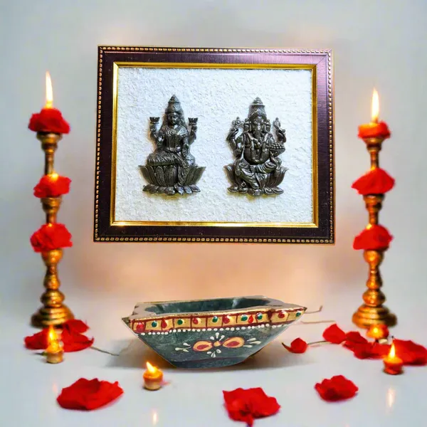 Diwali_Special_Combo_Maa_Laxmi_Lord_Ganesh_Crystal_Frame_With_Pyrite_Selenite_Crystal_Diya_Set_Spiritual_Vastu_Gift_For_Home_Office_Decor