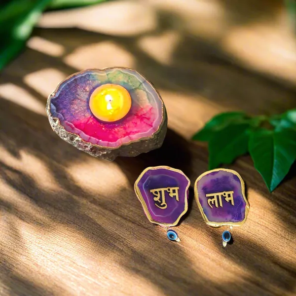 Decorative_Diwali_Combo_Agate_Candle_Holder_Shubh_Labh_Sticker_Crystal_Tea_Light_Holder_Decorative_Agate_Sticker_Set_For_Home_Entrance_Pooja_Festive_Gift_For_Positive_Energy_Vastu