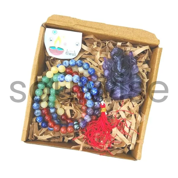 Diwali_Worship_Combo_Pack_Amethyst_Ganesha_2_With_7_Chakra_Jaap_Mala_Necklace_Crystal_Gift_Combo