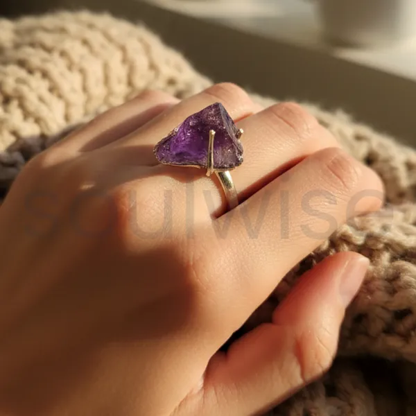 Raw_Amethyst_Crystal_Ring_Natural_Uncut_Stone_In_92_5_Silver_Adjustable_Handmade_Ring_Healing_Crystal_Jewelry_For_Women_Men