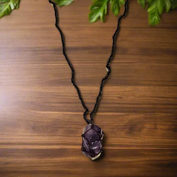 Handmade_Amethyst_Tumble_Stone_Necklace_Natural_Healing_Crystal_Pendant_In_Black_Thread_Cord_For_Calm_Protection_Spiritual_Growth_Unisex