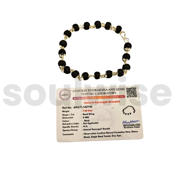 Karungali_Bracelet_Unisex_8Mm_Natural_Ebony_Wood_Beads_Silver_Plated_Caps_Siddha_Spiritual_Protection_Bracelet