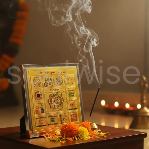 Diwali_Divine_Sampoorna_Yantra_Gold_Plated_Sacred_Geometry_For_Prosperity_Protection_Vastu_Correction_With_Stand