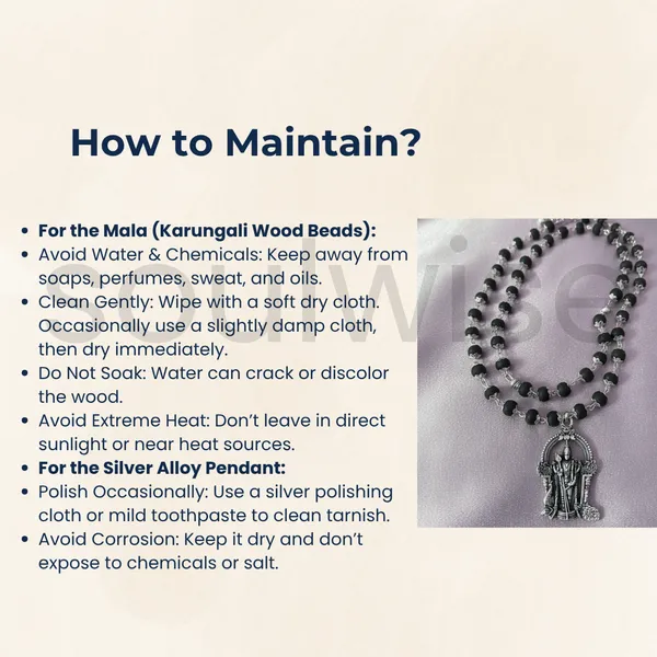 Karungali_Mala_With_Lord_Murugan_Pendant_Handmade_Ebony_Wood_Bead_Necklace_With_Silver_Alloy_Pendant_Spiritual_Protection_Mala_For_Men_Women