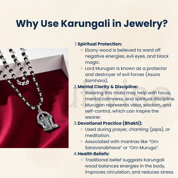 Karungali_Mala_With_Lord_Murugan_Pendant_Handmade_Ebony_Wood_Bead_Necklace_With_Silver_Alloy_Pendant_Spiritual_Protection_Mala_For_Men_Women