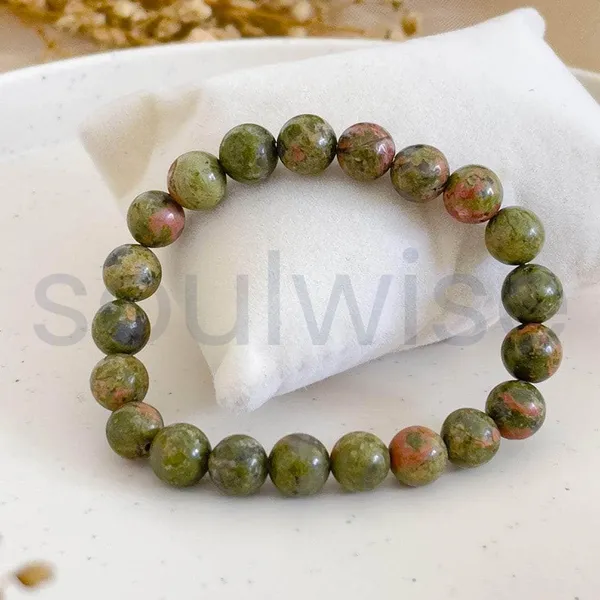 Unakite_Crystal_Bracelet_8Mm_For_Women_Men_Natural_Green_Pink_Gemstone_For_Emotional_Healing_Balance_Heart_Chakra_Energy