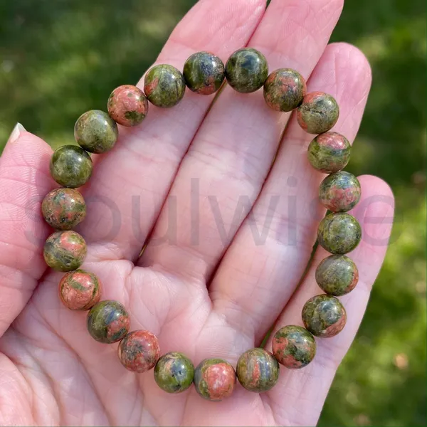 Unakite_Crystal_Bracelet_8Mm_For_Women_Men_Natural_Green_Pink_Gemstone_For_Emotional_Healing_Balance_Heart_Chakra_Energy