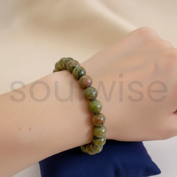 Unakite_Crystal_Bracelet_8Mm_For_Women_Men_Natural_Green_Pink_Gemstone_For_Emotional_Healing_Balance_Heart_Chakra_Energy