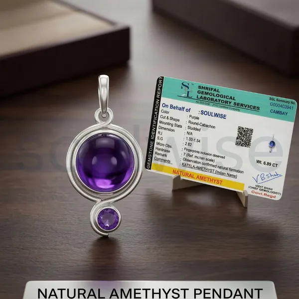 925_Silver_Round_Amethyst_Pendant_Certified_Natural_Gemstone_Necklace_For_Calm_Protection_Spiritual_Balance