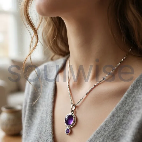 925_Silver_Round_Amethyst_Pendant_Certified_Natural_Gemstone_Necklace_For_Calm_Protection_Spiritual_Balance