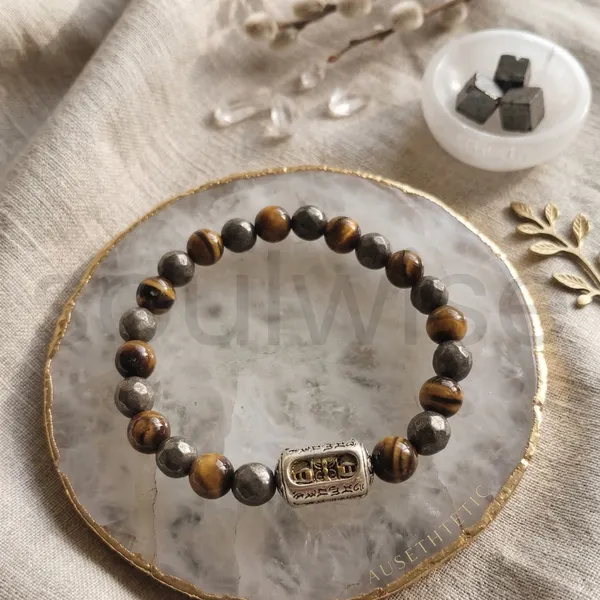 Pyrite_Tiger_S_Eye_Beaded_Bracelet_With_Vajra_Charm_Natural_Protection_Prosperity_Crystal_8Mm_Bracelet_Handmade_Stretch_Bracelet_For_Men_Women