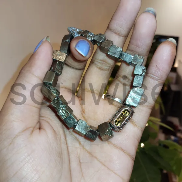 Raw_Pyrite_Crystal_Bracelet_With_Vajra_Charm_Natural_Protection_Stone_Jewelry