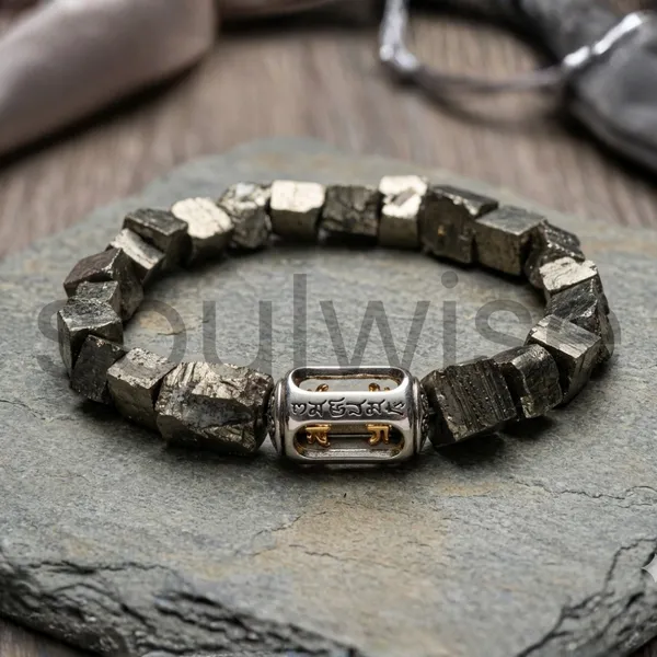 Raw_Pyrite_Crystal_Bracelet_With_Vajra_Charm_Natural_Protection_Stone_Jewelry