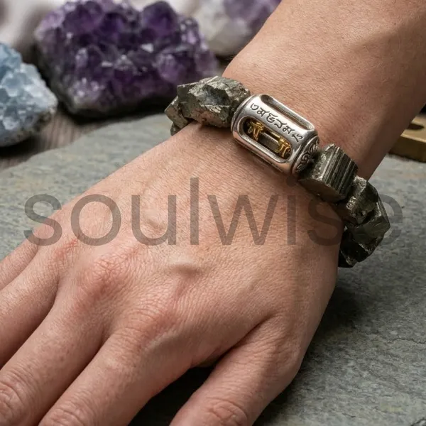Raw_Pyrite_Crystal_Bracelet_With_Vajra_Charm_Natural_Protection_Stone_Jewelry