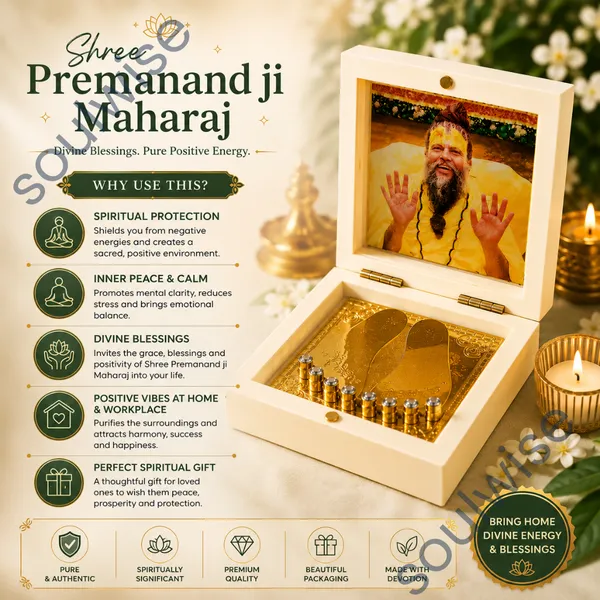 Shree_Premanand_Ji_Maharaj_Golden_Paduka_With_Photo_Frame_Box_Premium_Spiritual_Showpiece_For_Home_Temple_Office_Pooja_Room_3X3_Inch