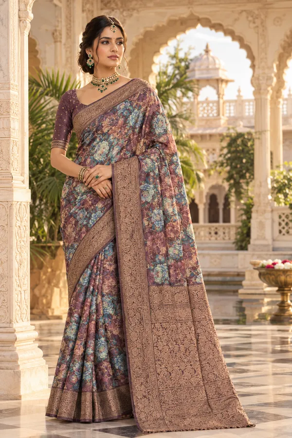 Coffee_Maroon_Cotton_Weave_Saree_For_Women