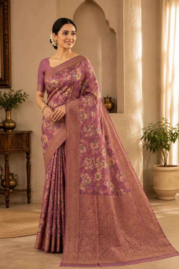 Wine_Mauve_Cotton_Weave_Saree_For_Women