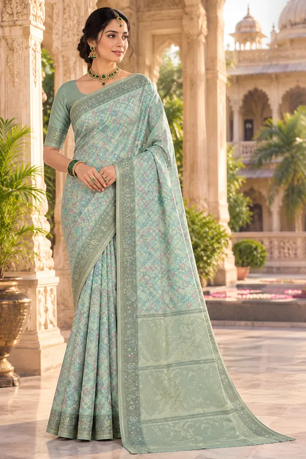 Sage_Green_Cotton_Weave_Saree_For_Women
