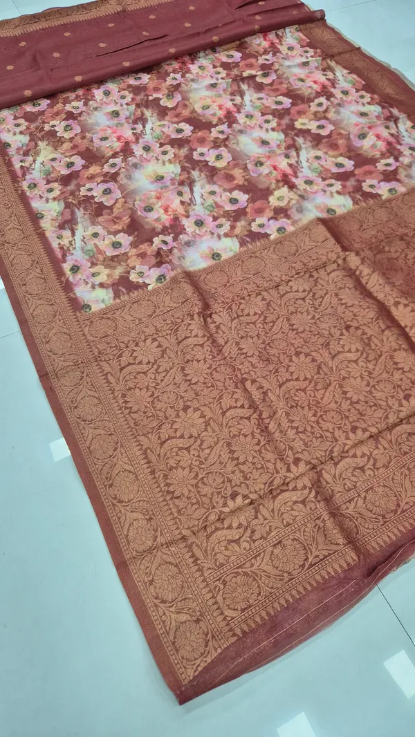 Brick_Red_Cotton_Weave_Saree_For_Women