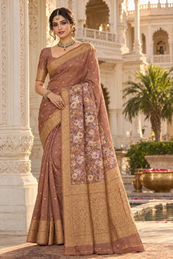Cocoa_Brown_Cotton_Weave_Saree_For_Women