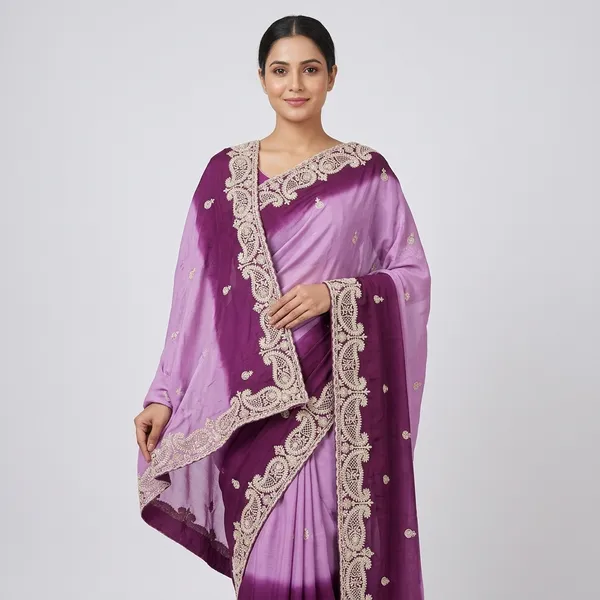 Purple_And_Dark_Pink_Chinon_Zari_Work_With_Diamonds_Saree_For_Women