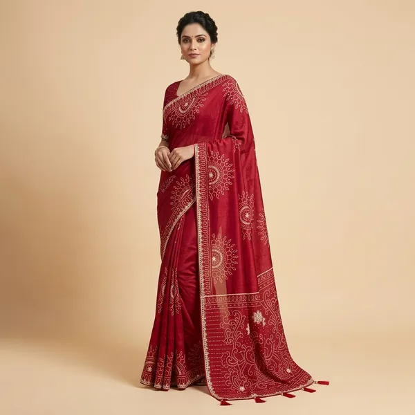 Red_Pure_Gajji_Silk_Hand_Gotta_Work_Saree_For_Women