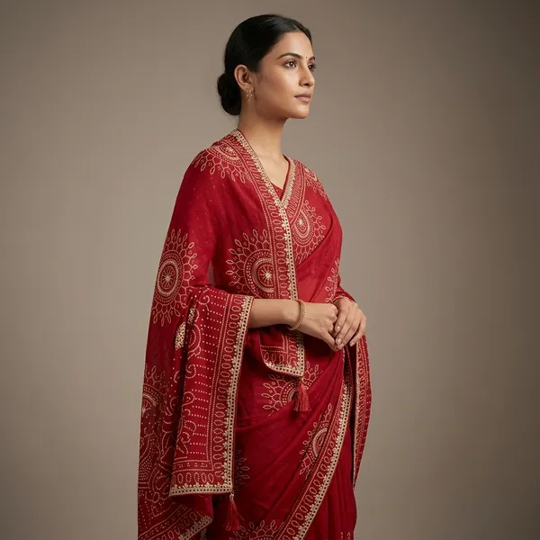 Red_Pure_Gajji_Silk_Hand_Gotta_Work_Saree_For_Women