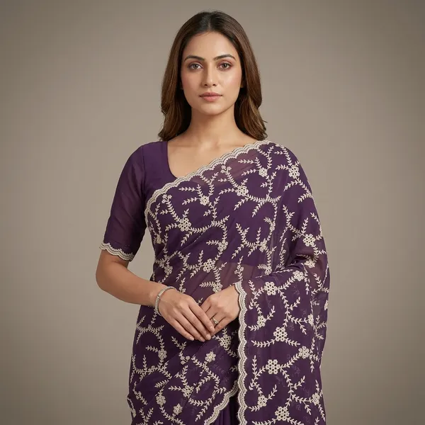 Purple_Georgette_Zari_Work_Saree_For_Women