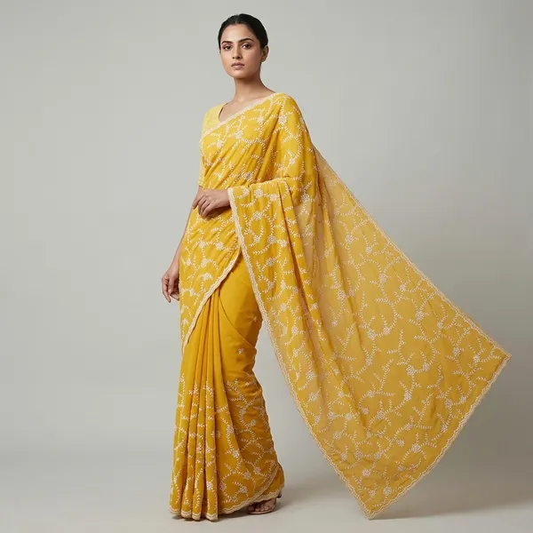 Yellow_Georgette_Zari_Work_Saree_For_Women