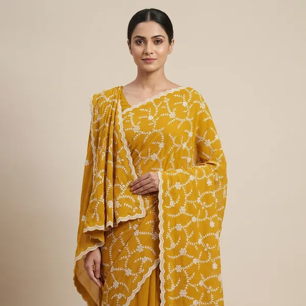 Yellow_Georgette_Zari_Work_Saree_For_Women