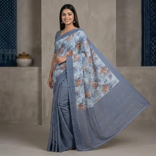 Slate_Blue_Richpallu_Silk_With_Digital_Print_Zari_Weaving_Saree_For_Women