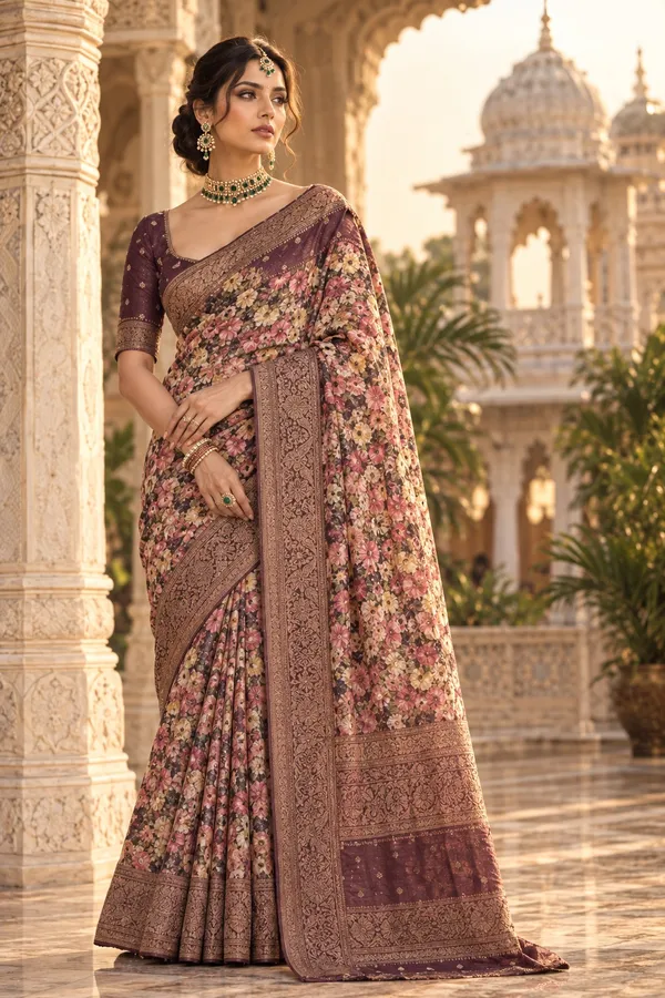 Deep_Wine_Cotton_Weave_Saree_For_Women
