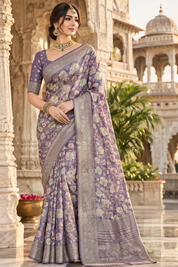 Dusty_Lavender_Cotton_Weave_Saree_For_Women