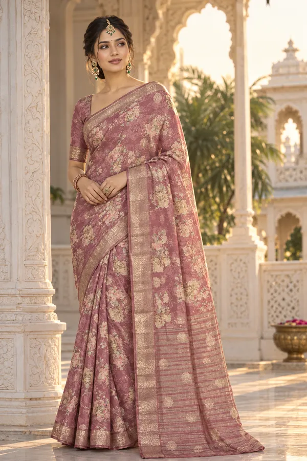 Dusty_Mauve_Cotton_Weave_Saree_For_Women