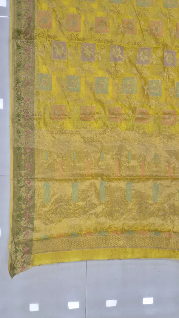 Golden_Yellow_Cotton_Weave_Saree_For_Women