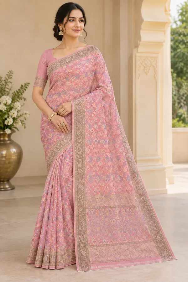 Blush_Pink_Cotton_Weave_Saree_For_Women