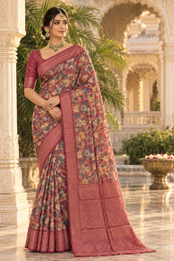 Rust_Red_Cotton_Weave_Saree_For_Women