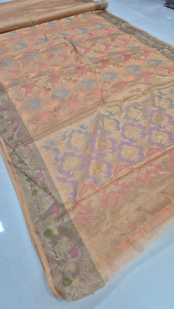 Light_Peach_Cotton_Weave_Saree_For_Women