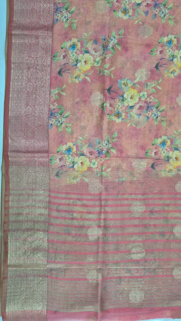 Peach_Pink_Cotton_Weave_Saree_For_Women